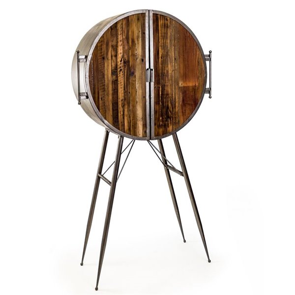 Round Steampunk Bar Cabinet