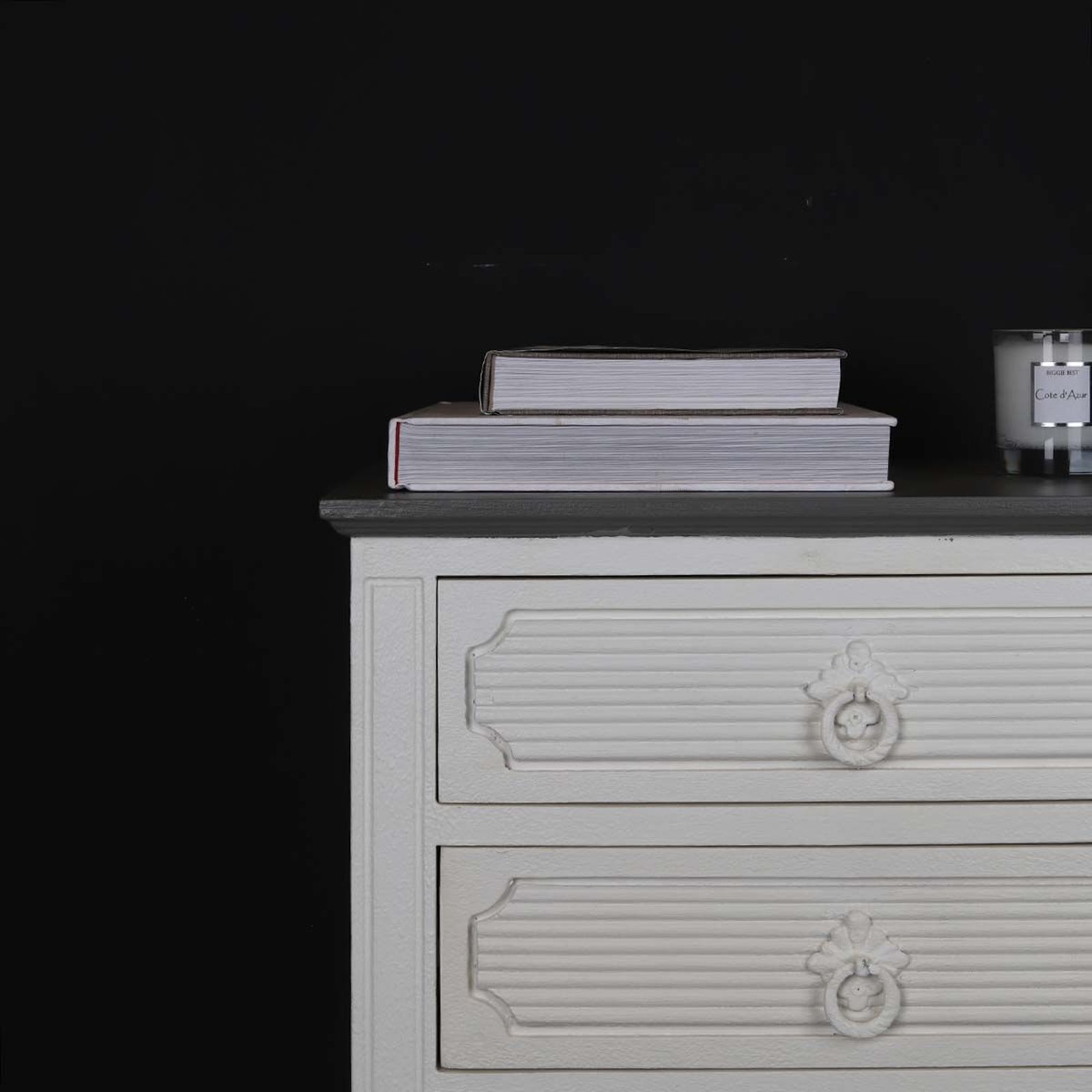 Rustic Off White Bedside Chest of Drawers Image