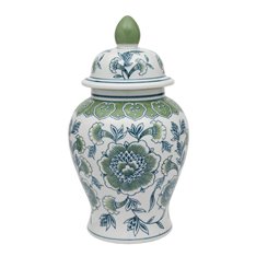 Sage and Blue Peony Ginger Jar Image