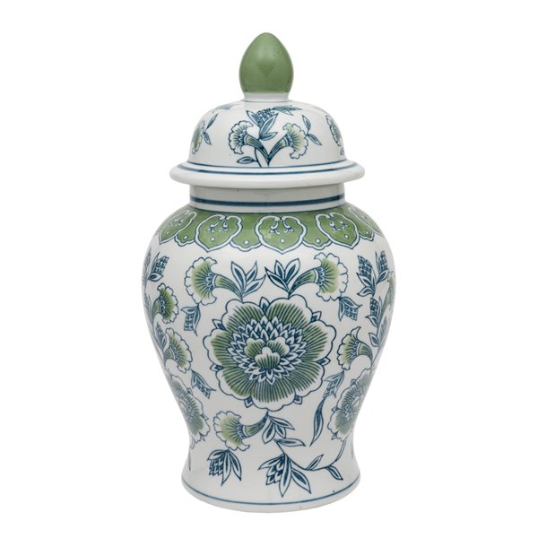 Sage and Blue Peony Ginger Jar