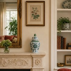 Sage and Blue Peony Ginger Jar Image