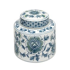 Sage and Blue Peony Lidded Pot Image