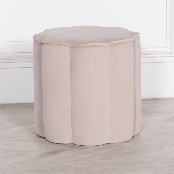 Scallop Edge Mink Velvet Footstool