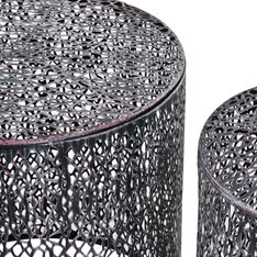 Set of 2 Aged round Side Tables Image