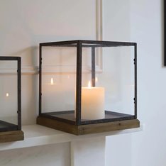 Set of Metal and Glass Cube Lanterns Image