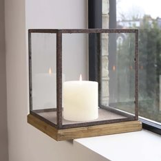 Set of Metal and Glass Cube Lanterns Image