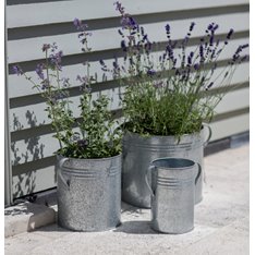 Set of 3 Galvanised Churn Planters Image