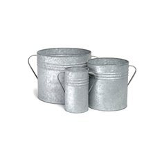 Set of 3 Galvanised Churn Planters Image