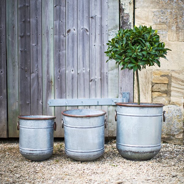 SET OF 3 MALMSBURY GALVANISED PLANTERS