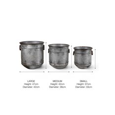 SET OF 3 GALVANISED PLANTERS Image