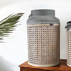 Set Of Three Grey woven Cane lanterns Image