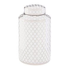 Silver and White Trellis Jar Image