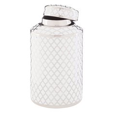 Silver and White Trellis Jar Image