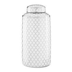 Silver and White Trellis Jar Image