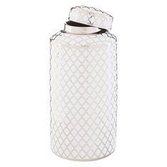 Silver and White Trellis Jar Image