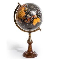 Small Antique Black Globe on Brass Stand Image