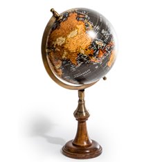 Small Antique Black Globe on Brass Stand Image