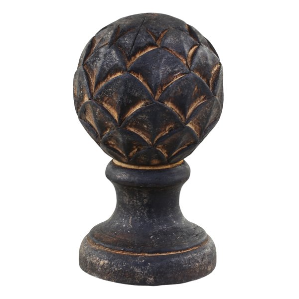 Small Carved Wood Dark Grey Artichoke