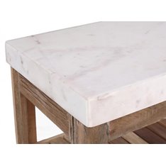 Small Reclaimed Pine Marble Top Kitchen Island Image