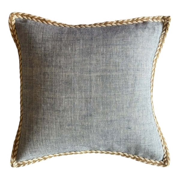 Soho Blue Grey Braided Edge cushion