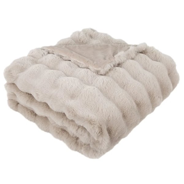 Soho Faux Fur Throw - Pale Beige