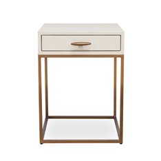 Square Ivory Shagreen Bedside Table  Image