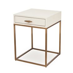 Square Ivory Shagreen Bedside Table  Image