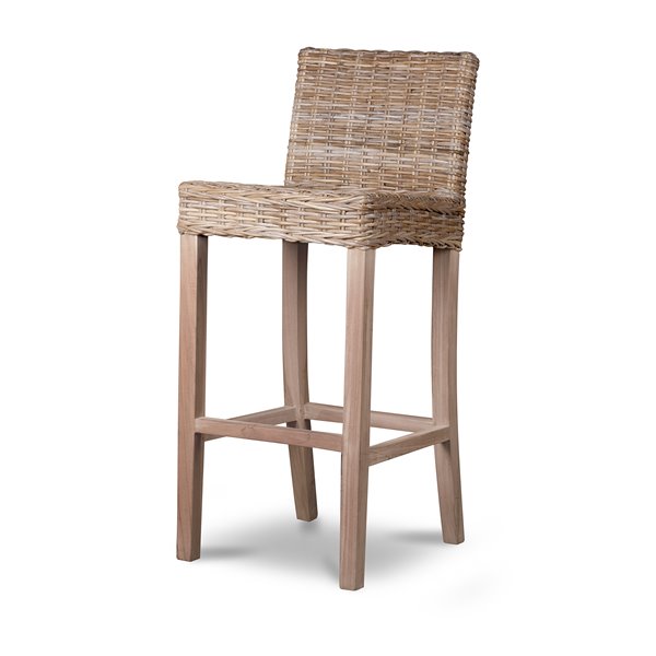 St Just Teak & Rattan Bar Stool