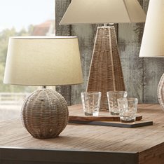 St Mawes Rattan Pyramid Table Lamp Image