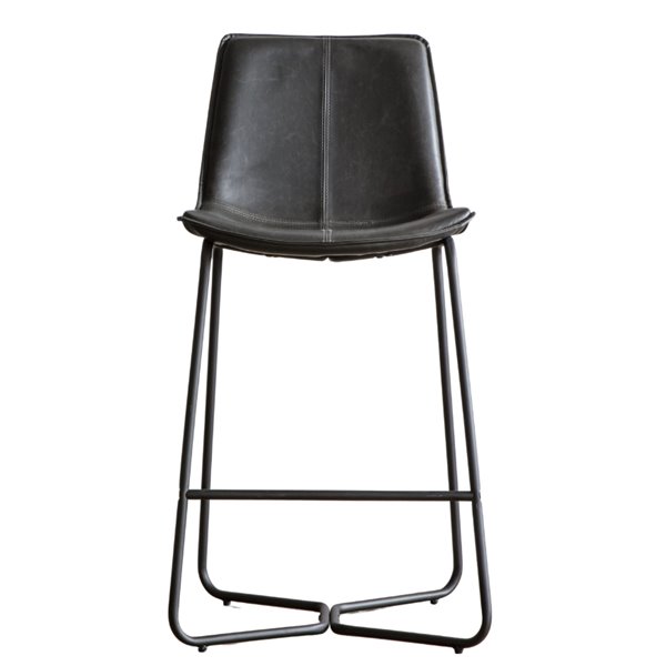 Stockholm Charcoal Leather Bar Stool (Pair)