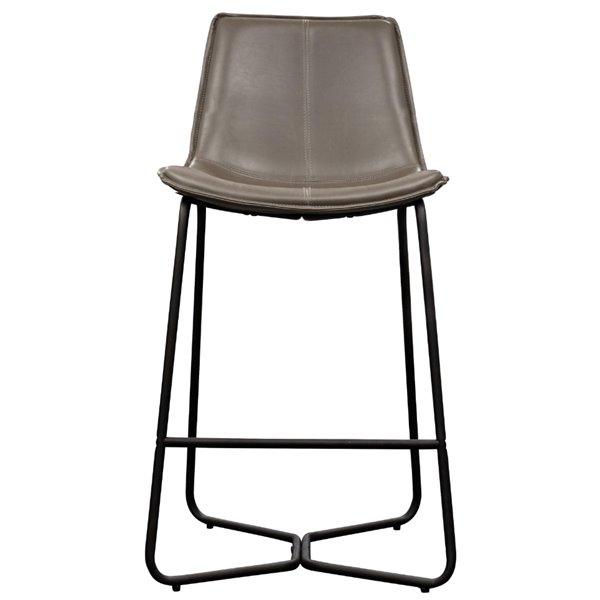 Stockholm Grey Leather Bar Stool (Pair)