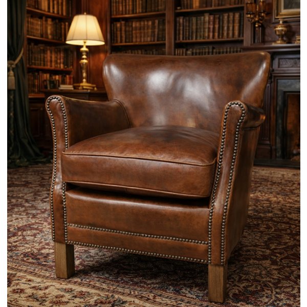 Studded Leather Gentlemans Armchair