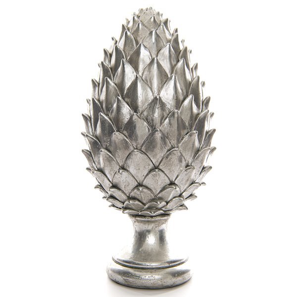 Tall Large Pine Cone Finial Silver