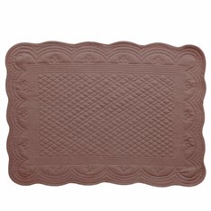 Tan Pink Cotton quilted placemat set of 2  Image