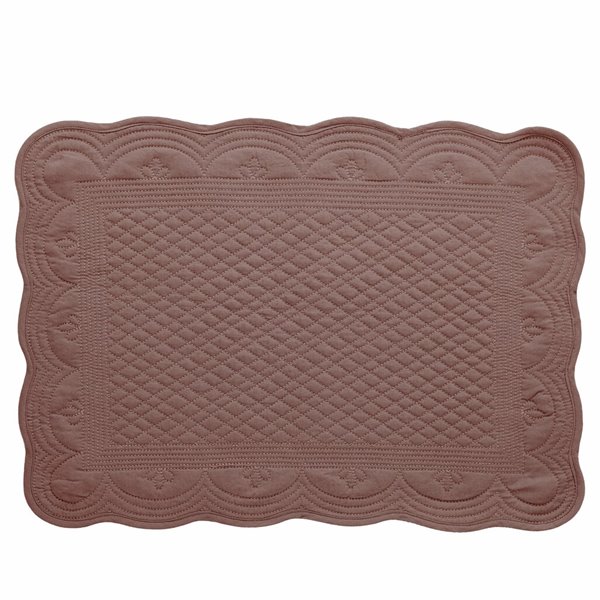 Tan Pink Cotton quilted placemat set of 2 