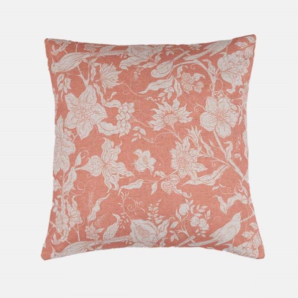 Tangerine Bird and Flower Cushion 