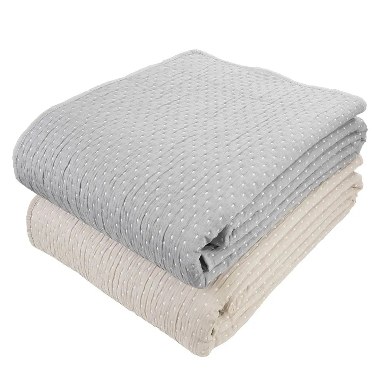 Grey and White Spot Stitch Bedspread (King) Image
