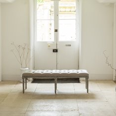 Taupe Button Bed End Stool Image