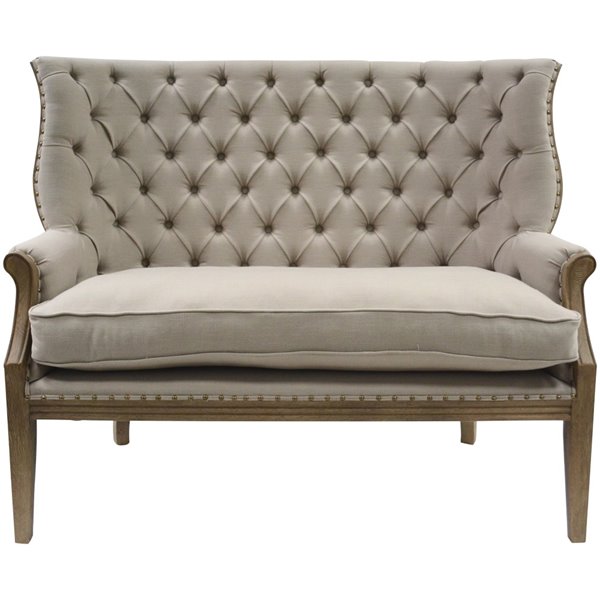 Taupe High Back Small Sofa