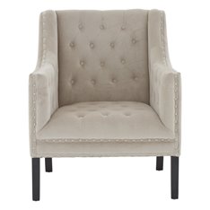 Taupe Velvet Button Armchair Image