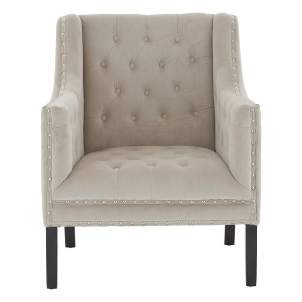 Taupe Velvet Button Armchair