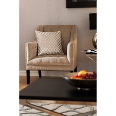 Taupe Velvet Button Armchair Image