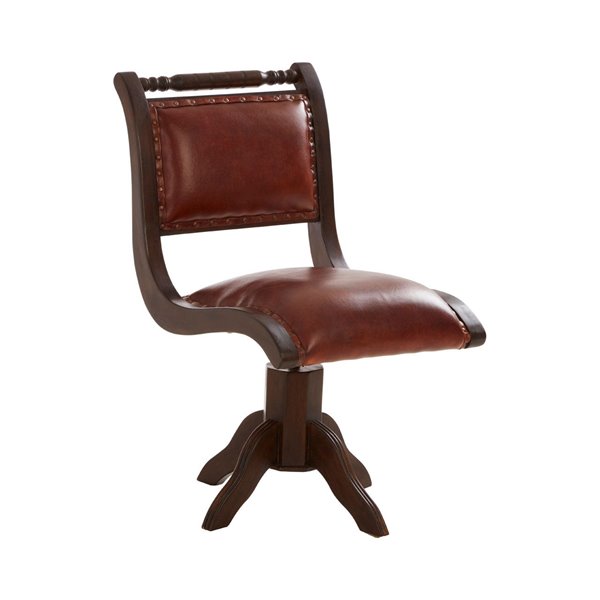 Teak and Leather Office Chair