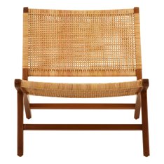 Teak and Rattan Outdoor Lounge Chair Image