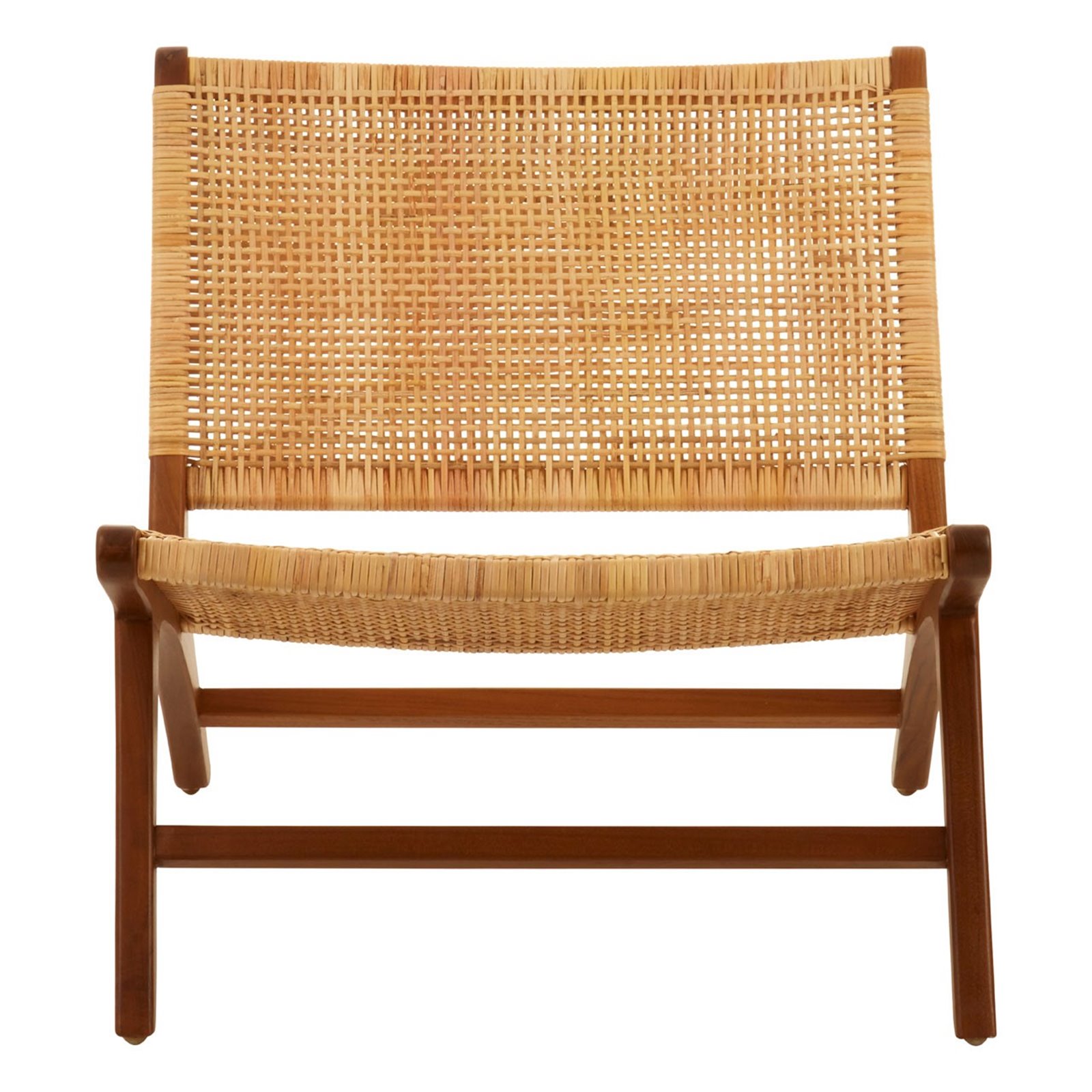 Teak and Rattan Outdoor Lounge Chair