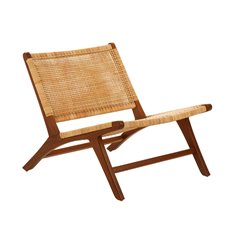 Teak and Rattan Outdoor Lounge Chair Image