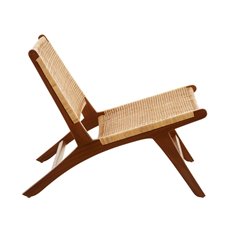 Teak and Rattan Outdoor Lounge Chair Image