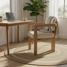 Teak Upholstered Carver Chair Image