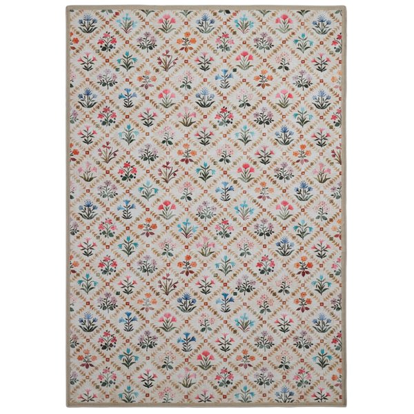 Trellis Flower Pattern Eco Washable Rug 