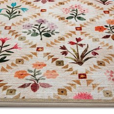 Trellis Pattern Wild Flower Eco Washable Rug  Image